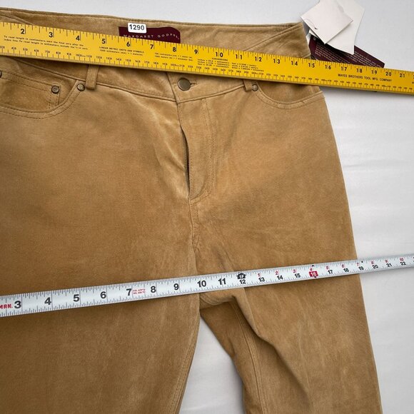 NWT Vintage Margaret Godfrey Camel Genuine Suede Leather Flared Pants Women's 6 - Picture 11 of 15